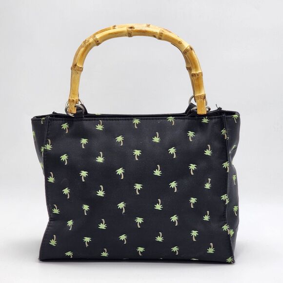 Sunny Hawaii Vintage Palm Trees Bamboo Handle Tote Handbag - Picture 5 of 12